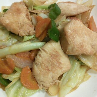 鶏むね肉と野菜のマヨ味噌炒め